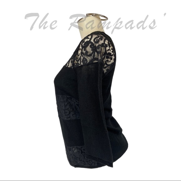 Ann Taylor Black Lace Blouse Size Petite Medium - Picture 4 of 7